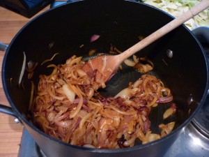 Sautee the onion and smoked paprika